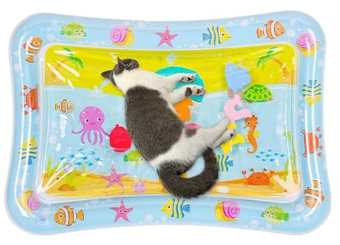 Sensorische Wasserspielmatte für Katzen, sensorische Wassermatte – verdicktes sensorisches Wasser-Pad | Spielmatte für Haustiere mit Fisch- , sensorisches Spielzeug, Teppich