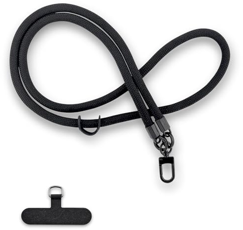 RATASK Shoulder Lanyard Strap for Mobile Phones, Camera, ID card Holder, Badge Holder,Body strap lanyard, over the shoulder strap lanyard, 10mm diameter, 45cm length (Black)