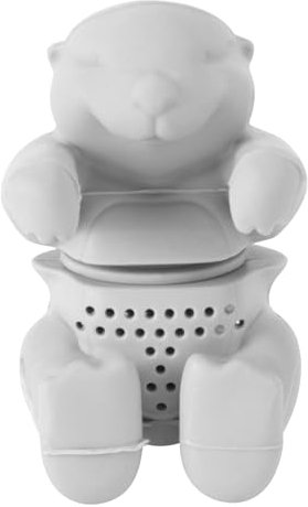 Mikinona 2pcs Cute Otter Tea Infuser Fine Strainer Tea Accessories Silicone Filter for Loose Grey