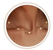 FUNEIA Collar de Oro y Plata para Mujer, Collar de 14 Quilates Chapado en Oro, Zirconia Cúbica, Collar de Corazón, Mariposa, Flor, Collar de Estilo Statement, Hipoalergénico, Resistente al Agua
