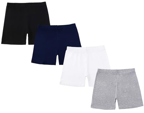 CHUNG Pantalones cortos de algodón para niñas pequeñas, para bailar, yoga, jugar, debajo del vestido, uniforme escolar, ropa básica de verano, paquete de 4