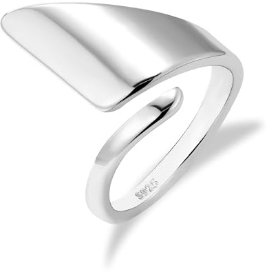 Gold/Silver Rings Women Chunky Large Thick Curved Open Ring Hypoallergenic | ALEXCRAFT Gold/Silver Rings For Women Hypoallergenic Chunky Ring Large Thick Smooth Curved Open Adjustable Thumb Finger Women