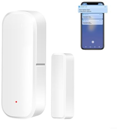 Sensor de puerta inteligente Zigbee para Tuya WiFi, sensor de contacto de puerta inalámbrico con control de aplicación, con sensor magnético, alarma con notificación para seguridad del hogar (1 unidad