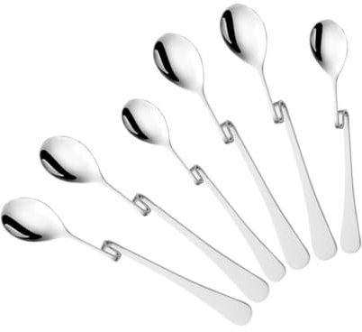 iplusmile 6piezas Cuchara De Café De Acero Inoxidable Mango Forma De s Cucharas Para Mezclar Cócteles Té y Espresso Para Cocina y Cafetería