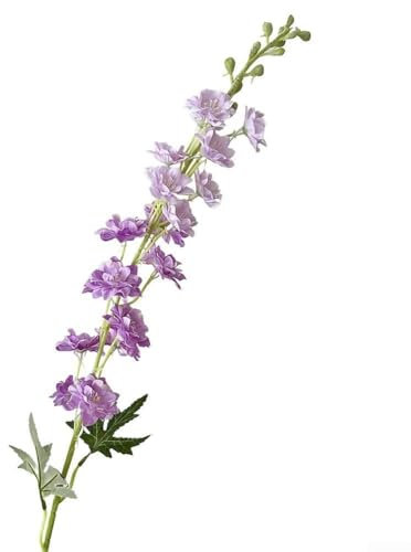 Flor artificial de jacinto violeta impresionante delphinium para decoración del hogar y uso en eventos especiales (morado poco profundo)