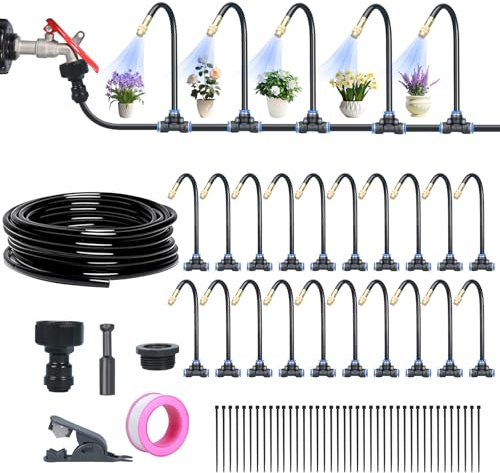 ACESOME Bewässerungssystem Garten, 360° Curved Garden Automatic Irrigation System, Bewässerungsschlauch, Bewässerung hochbeet für Garten, Rasen, Gemüsegarten, Bauernhof (20m)
