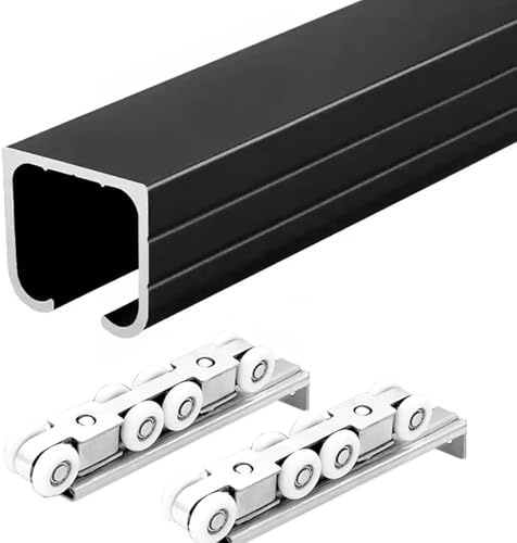 schiebetürbeschlag schiebetor schiene Hochleistungs-Schiebetür-Schienensatz, Deckenmontage/Wandmontage, Hängendes Schiebetürsystem Für Einzel-/Doppeltüren, Aluminium-Kastenschienen-Scheunentor-Beschla