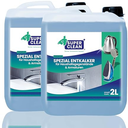 SUPER CLEAN Universal avkalkare flytande | Högkoncentrerad & mångsidig | 2 × 2 L | För vattenkokare, kranar, dusch, duschhuvud, badrum & kök | Skonsam mot material & effektiv