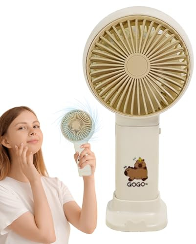 Capybara Handheld Portable Fan, Rechargeable Quiet Air Cooler With Cute Design, Battery Operated Mini Cooling Gadget For Travel, Small Indoor Outdoor Personal Use And Heat Accessories