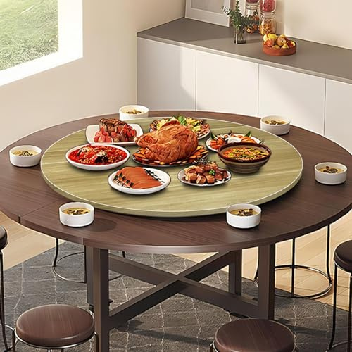Plato redondo de madera giratorio 360º para servir de 50 a 100 cm de diámetro, perfecto para compartir fácilmente los alimentos en mesas de comedor, ideal para reuniones familiares
