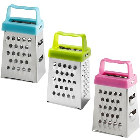 LLLmhua - Juego de 3 ralladores de queso pequeños multifuncionales de acero inoxidable para verduras, chocolate y más