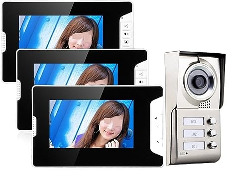 WAFOHSR 7 Zoll TFT 3 Wohnungen Video-Türsprechanlage Intercom System IR-Cut HD 1000TVL Kamera Türklingelkamera Mit Tasten Monitor Zwei Wege Audio