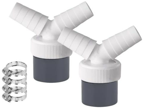 Anlising Doppelanschluss für Waschmaschine, 2PCS Abfluss Adapter doppelanschluss Y, Mit 4 Edelstahl Schlauchschellen 16-25MM, Abfluss Waschmaschine Doppelanschluss Y-Adapter, für Geschirrspüler