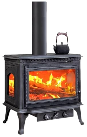 Kaminofen Holzofen 20kW Holzofen mit Holzfach Nische,Thermischer Wirkungsgrad 85%,Holz&Kohle + dauerbrandf