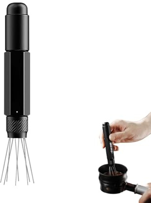 Aoresac Herramienta Mezcladora de café Magnética Ajustable Diseño Compacto con 8 Agujas de Repuesto Mezclador café en Polvo Alto Rendimiento para una Extracción Sabores Intensos (Negro T6188B)