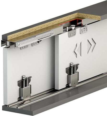 Decoranddecor Sliding Wardrobe Door Track Kit 2 Doors 1.5m Soft Close | 75kg Capacity, Cut to Size Track, Ball Bearing Wheels Rollers for Silent Gliding, Suitable up to 22mm panel thickness.