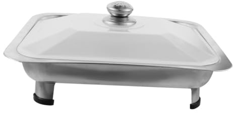 HIAKDOFT Bandeja de Acero Inoxidable para Buffet con Tapa Charola Rectangular para Servir Pescado y Comida Resistente y Fácil de Limpiar para Cafeterías y Eventos