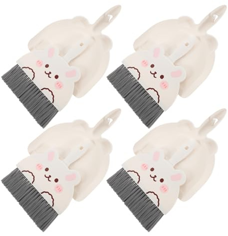 Uonlytech 4 ensembles Mini Pelle Balayette Set Portable avec Design Lapin Brosse et Pelle Plastique pour Nettoyage Bureau Cuisine Petits Espaces Compact et Pratique Lot
