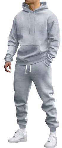 Completo felpa con cappuccio e pantaloni della tuta da uomo, tuta da uomo in pile con cappuccio, 2 pezzi, caldo completo sportivo felpa e pantaloni della