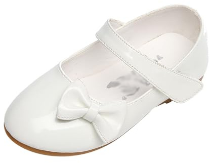 Scarpe da Principessa Bimba Eleganti Brillantini Scarpe Cerimonia Bambina Ragazza Festa Cocktail Sera Formali Carnevale Morbide Antiscivolo Battesimo Fashion Shoes (22, Bianco)