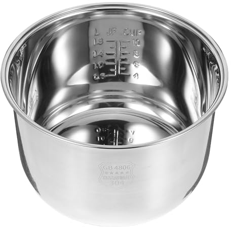 SHINEOFI Pentola Interna per Cuociriso 5l in Acciaio Inox 304, Ricambio senza Rivestimento, Multiuso per Riso, Porridge e Cottura a Vapore, Accessorio Cucina Resistente e Facile da Pulire