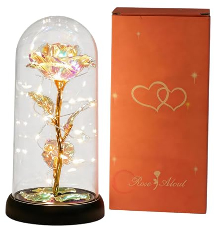 LUDHEP Rosa Regalo Per Donne, Rosa Eterna In Vetro, Regalos Per Mamma, regali Di San Valentino Per Lei, Regalo- Di Natale Per Donne, regalis Per Sorelle, Mamma, Nonna, Migliore Amica