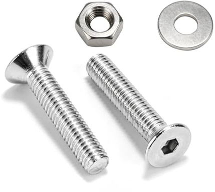 40 Set M5 x 25 mm Screws Set, Countersunk Bolts and Nuts Set,Countersunk Screws Nuts and Bolts Assortment, Stainless Steel Flat Head Machine Screw Assorted with Flat Washers and nuts