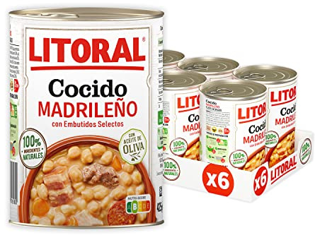 Litoral Cocido Madrileño pack 6x425g | Cocido madrileño plato preparado listo para comer con receta tradicional de cuchara