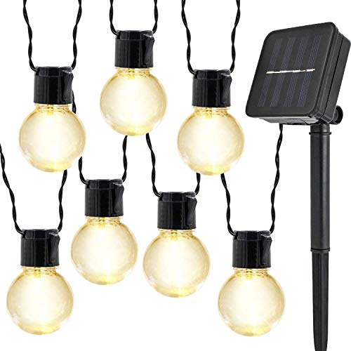 KINGCOO Solar Birnen Lichterketten, Wasserdicht 10 LED Klar Globe Kugel Glühbirne Lichterketten für Innen und Außen,Garten,Weihnachtsdekoration Beleuchtung (Warmweiß)