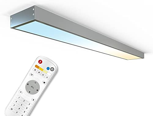 LongLife LED CCT LED Panel Set A | 120x15cm 36W 3000K- 6000K Aufbaurahmen silbern Netzteil Fernbedienung