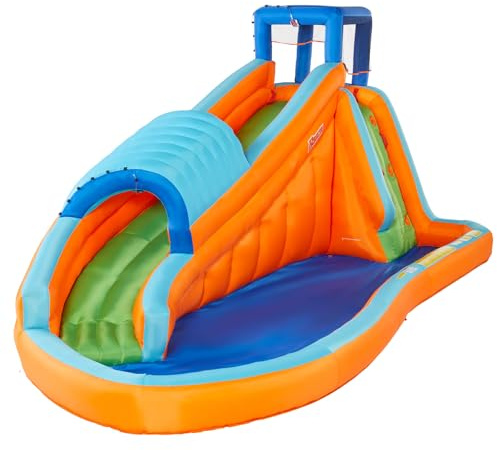 Banzai Surf Rider 17.5' L x 9.5' W x 7.9' H Inflatable Water Park with Waterslide, Pool, and Sprinklers