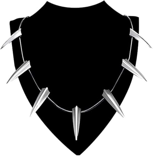 ABONDEVER Men Necklace Cosplay 14K Plated Stainless Steel Cosplay King Chain Choker Necklace (Silver)
