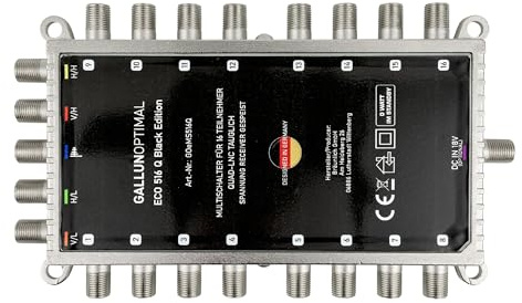 GALLUNOPTIMAL ECO Multischalter-SAT 5/16 für 16 Teilnehmer/Quattro & Quad-LNB fähig/Digital, HDTV, FullHD, 4K, UHD tauglich | 5 Eingänge, 16 Ausgänge, 0 Watt im Standby