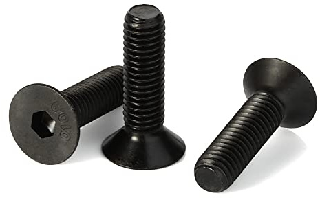 Bykonh M3-0.5 x 10mm Flat Head Socket Cap Screws Countersunk Bolts, Alloy Steel Class 10.9 Black Oxide, DIN 7991, Fully Threaded, 100 PCS