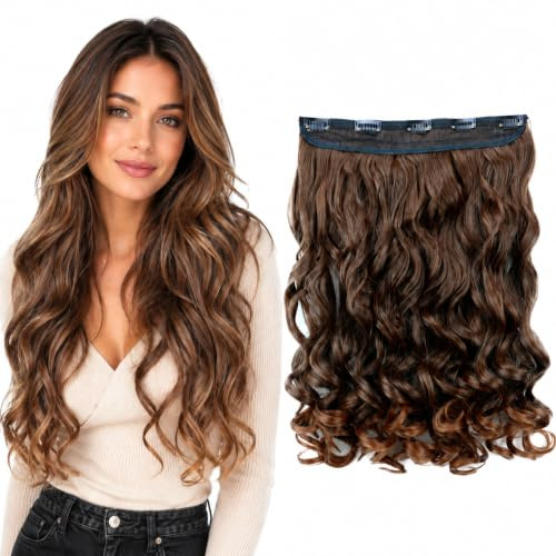 CAISHA 40cm Clip IN Extension Haarteil Haarverlängerung Braun Mix C59-1