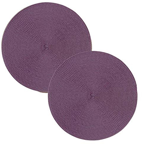 Tischset 2er Set Aubergine rund 35 cm Ø Platzset abwaschbar Platzdeckchen Untersetzer