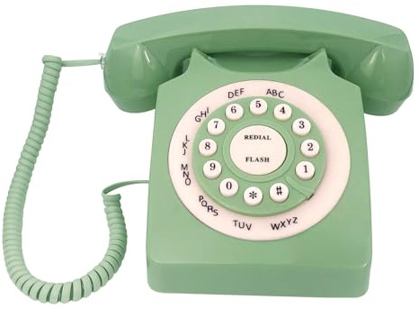 Retro Corded Landline Phone, TelPal Classic Vintage Old Fashion Telephone for Home & Office, Wired Home Phone Gift for Seniors (Green)