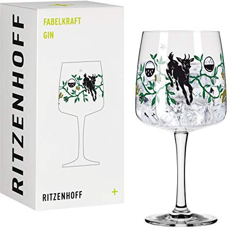 Ritzenhoff 3458004 Bicchiere da gin 700 ml - Serie Fabelkraft motivo n. 4 - Bicchiere da cocktail con illustrazione di un fauno - Made in Germany