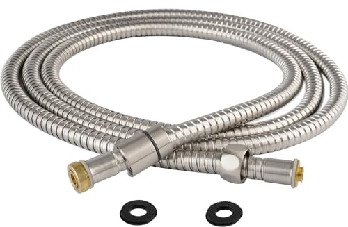 Hibbent All Metal Shower Hose, 90 Inch Stainless Steel Extra Long Bathroom Shower Hose Replacement, Anti-Twist Flexible Handheld Shower Head Hose Extension with Brass Insert & Nut, Brushed Nickel