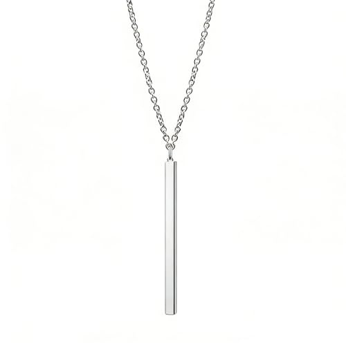 Larancie Boho Long Necklace Pendant Minimalist Vertical Bar Chain Necklace Fashion Neck Chain Jewelry for Women and Girls (Silver）