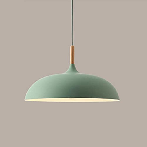Yenisai Modern Design Hängelampe Retro Rund Kronleuchter Holz Metall LED Pendellampe Nordisch Pendelleuchte für Bar Hotel Büro Halle Teehaus-Grün