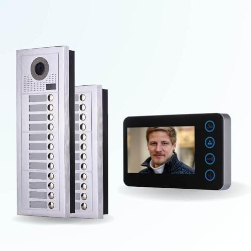 BT Security Portier interphone vidéo Modern 2 Fils - 24 Appartements - 24 écrans Noirs