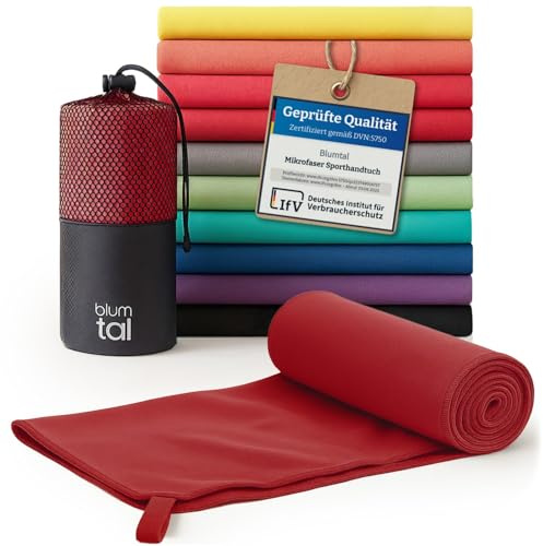 Blumtal Serviette Microfibre 120x60 cm Doux - Serviette Sport Musculation en Microfibre à séchage Rapide - Serviette de Sport - Serviette Sport Microfibre - Rouge Foncé