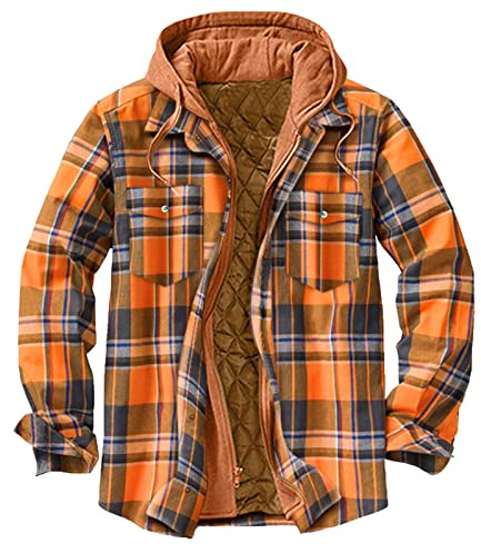Beokeuioe Camisa térmica de franela para hombre, chaqueta de invierno, forro polar, forro interior protector, camisa de trabajo a cuadros, camisa de leñador, camisa de algodón, manga larga para