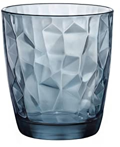 BORMIOLI ROCCO 5128730 Confezione 3 Bicchieri Acqua Diamond in Vetro, Blu, Cl 30, Glass