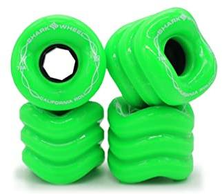 Shark Wheel 60 mm 78a, Skateboard-Cruising-Räder, California Roll, Green Gecko, 4er-Set