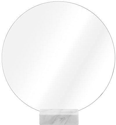 Navaris Espejo de Mesa con Base de mármol - Espejito Redondo Decorativo de 30 cm para Maquillaje Escritorio tocador decoración con Soporte marmolado