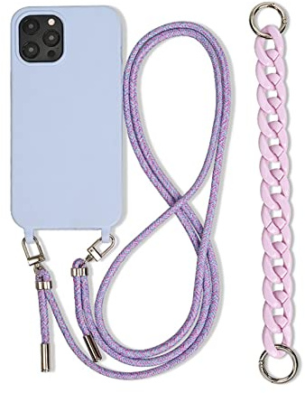 Emlivi Handykette Hülle mit Armband für iPhone 13 Pro Max Necklace Handyhülle Nylon Schultergurt Silikon Cover mit Kordel zum Umhängen Schutzhülle mit Band Case für iPhone 13 Pro Max, Lavendel