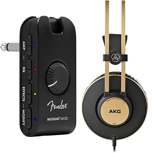 Fender Mustang - Micro Amplificatore & AKG K92 Closed Back Cuffie di Monitoraggio ad Alte Prestazioni a Fascia Chiusa, Grande