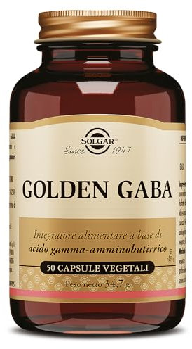 Solgar Golden Gaba, 50 capsule vegetali - Integratore di GABA per il benessere del sistema nervoso, 500 mg per capsula